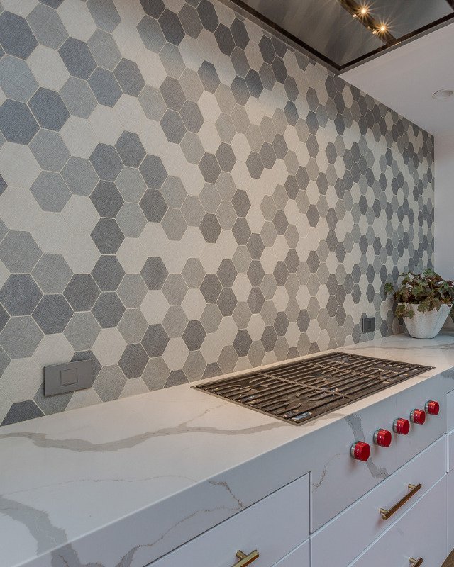 Custom kitchen backsplash tile installation in Weehawken, NJ.